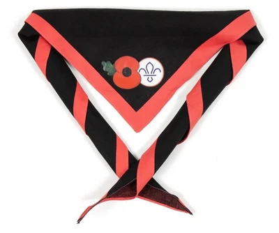 Scout Scarf Black Red Poppy And Fleur De Lis Uk Adult Size - Image 1 of 2