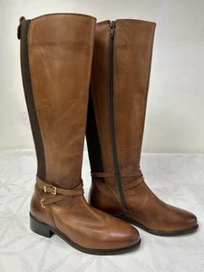 Dune Brown Leather Knee High boots New Size 36/3 - Picture 1 of 7