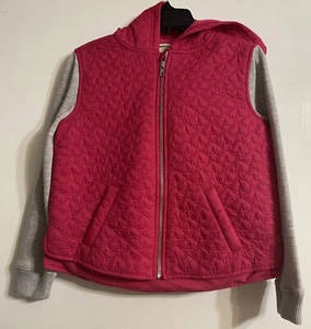 Tucker + Tate Pink and Grey Zipup Light Rain Jacket Girl’s Sz 8 Stars Hood - Picture 1 of 8