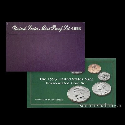 1993 P+D+S Mint Proof Set ~ Kennedy Washington Roosevelt Jefferson Lincoln  - Image 1 of 3