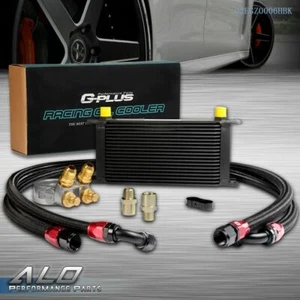 New Universal 19 Row AN10 Engine Oil Cooler + Thermostat Adaptor Kit + Oil Lines - Picture 1 of 9