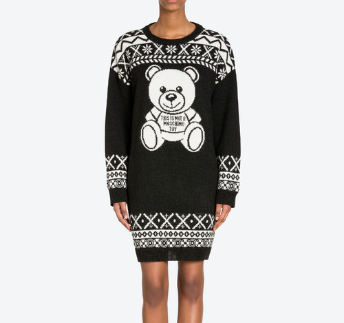 Abito maglione orsacchiotto Moschino nuovo con etichette nero medio prezzo al dettaglio $895