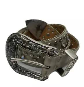 Nocona Cintura Donna Pelle Western L Argento Perline Bling N34540260 Cowgirl - Foto 1 di 12