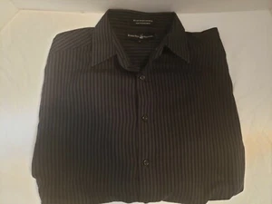 Beverly Hills Polo Club Long Sleeve Button-Down Shirt Mens Large Black Stripe - Picture 1 of 8