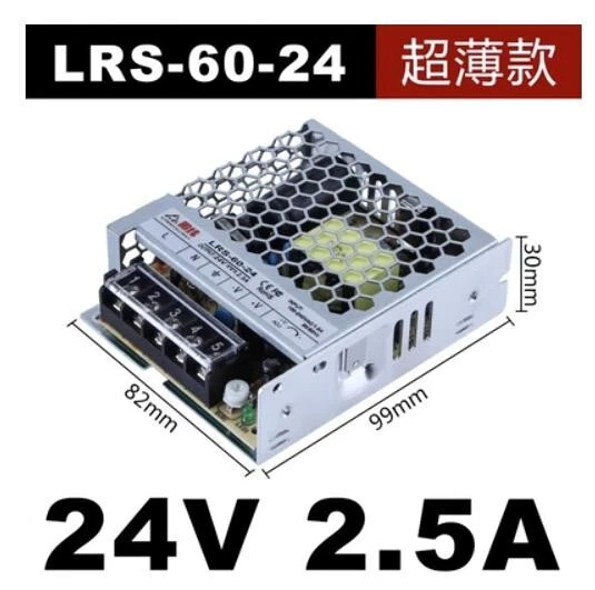 1 PIEZA Meanwell LRS-60-24 V2.5A fuente de alimentación conmutada transformador de CA a CC delgado Foto 1 de 1