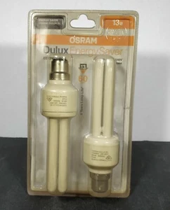2 x OSRAM 13W Compact Fluorescent Globes Bulbs 4000K Cool White CFL Bayonet B22 - Picture 1 of 2