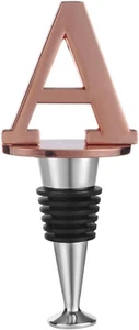 Rose Gold Prosecco & Wine Bottle Stopper - Personalized Champagne Gift -Letter A - Bild 1 von 12