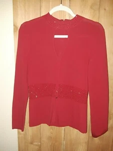 Camille Lavie Womens Red Sweater w Beads Size Large - Picture 1 of 3