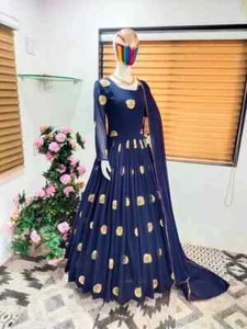 Reception Wear Faux Georgette Gown Bottom With Fancy Dupatta For Women - Picture 1 of 9