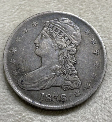 1838 50c Capped Bust Great Britain US Silver Half Dollar Almost Uncirculated$.50 - Image 1 of 4