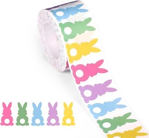 1000pcs Easter Bunny Stickers Roll, Multicolored Rabbit for Bunny... - Picture 1 of 3