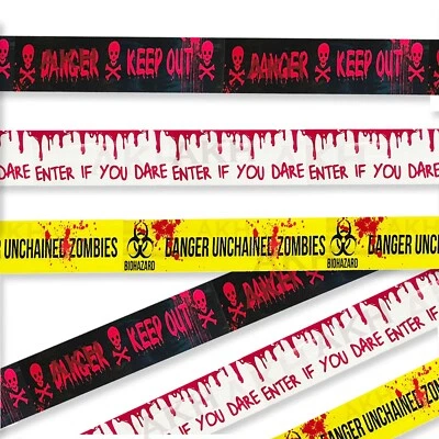 3-9M Halloween Warning Tape Banner Haunted House Party Decoration Horror Caution