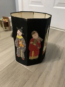 Rare Vtg Chinese 8 immortals Octagon Collapsible box container Mid Century Silk3 - Picture 1 of 6