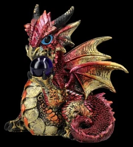 Drachen Figur rot - Orb Hoard - Fantasy Dekofigur Kristallkugel Dekoration 15cm - Bild 1 von 7