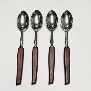 Sheffield Glosswood Teaspoon Stainless Wood Handle Stainless Flatware 4Pc Set - Picture 1 of 8