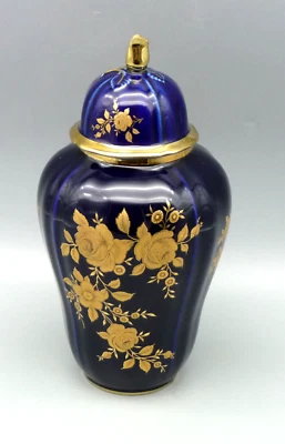 Wunsiedel kobaltblau Vase Deckelvase blau/gold- Höhe 28 cm- gebraucht, gut - Bild 1 von 4
