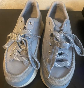 UGG Marin Lace-Up Leather Platform Sneakers Women's Size 7-Grey-Excellent+ Cond. - Picture 1 of 7