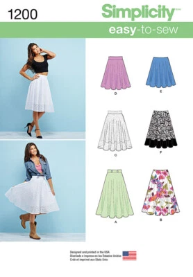 Simplicity Sewing Pattern 1200 Misses Skirts Length Variations Sizes 6-14 UNCUT - Image 1 of 4