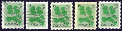 Canadá sc#717 x 5 valor médio - Árvores: Aspen tremendo, usado - Imagem 1 de 2