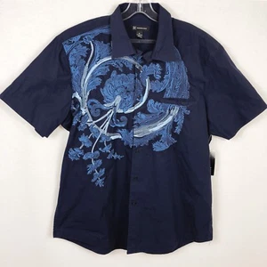 NEU INC International Concepts Herren XL dunkelblau Knopfleiste T-Shirt bestickt  - Bild 1 von 5