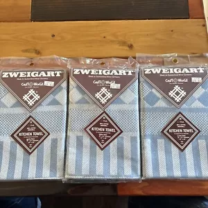 Zweigart 11ct Washable Cotton Kitchen Towel 33x22 Baby Blue Color New - Picture 1 of 7