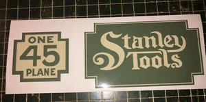 Juego de 2 calcomanías de vinilo Stanley Tools 45 con logotipo de caja de aviones verde blanco para caja personalizada - Imagen 1 de 1