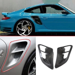 Dry Carbon Fiber Side Hood Air Vent Intake Trim For Porsche 911 Turbo 2007-2013 - Picture 1 of 11
