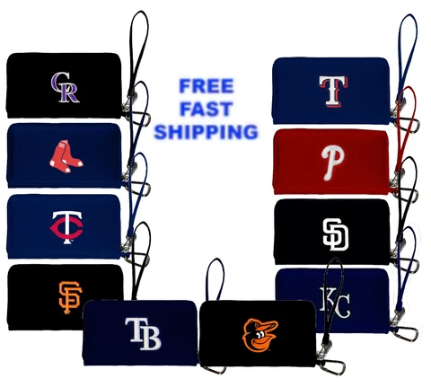 MLB Deluxe Smart Wallet Embroidered team Logo Rangers Red Sox Giants Rays NEW Cover