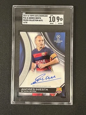 Andres Iniesta 2015-16 Topps UEFA Showcase Auto Prized Collection 15/50 SGC 10/9 - Image 1 of 2