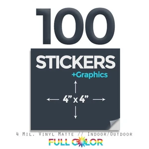 100 pegatinas de vinilo de calidad personalizada + gráficos y envío gratuitos (4"" x 4") cuadrados - Imagen 1 de 1