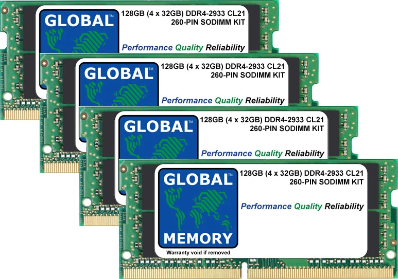 128GB (4x32GB) DDR4 2933MHz PC4-23400 260-PIN SODIMM MEMORY RAM KIT FOR LAPTOPS - Image 1 of 1