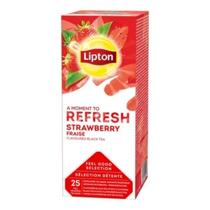 Lipton REFRESH STRAWBERRY - Aromatisierter Schwarztee 25 Teebeutel 40g - Bild 1 von 1
