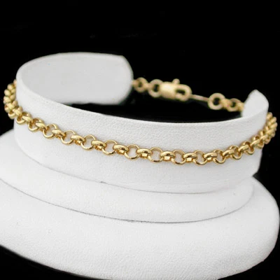 TODOS OS TAMANHOS 9"-14" BELCHER Link 4mm Ouro 14k GL Tornozeleira Corrente + GARANTIA VITALÍCIA - Imagem 1 de 4