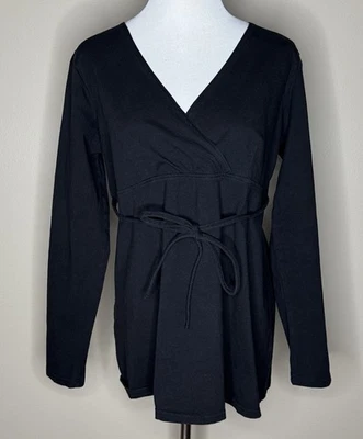 Blusa Planet Motherhood Mujer Manga Larga Negra Cuello en V Talla L. Foto 1 de 4