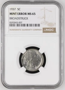 1937 Nickel Indian Head or Buffalo NGC MS-65 Broadstruck - Picture 1 of 4