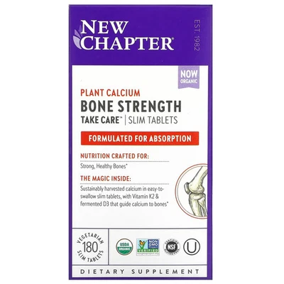2 X  New Chapter, Plant Calcium, Bone Strength Take Care, 180 Vegetarian Slim Ta - Image 1 of 2