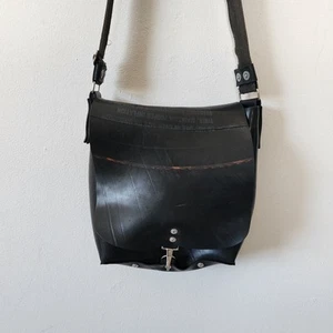 Gebrauchte Gummi USA Reifen Handtasche Umhängetasche Messenger Bag Verschluss - Bild 1 von 9