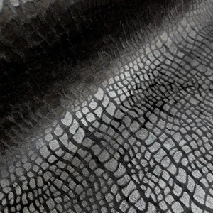 MODER DECOR Black Crocodile Upholstery Velvet Fabric - 58" By The Yard SEMI GLOS - Picture 1 of 11