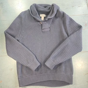 Duluth Trading Sweater Mens Large Blue Gray High Neck Infantry Cotton Wool Shawl - Picture 1 of 7