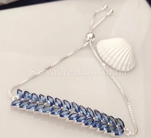 Pulsera Tenis Azul, Pulsera Marquesa Circonita cúbica Plata de Ley 925, Regalo Boda - Imagen 1 de 3