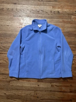 2.	L.L.Bean Large Women’s Full Zip Fleece Jacket Blue Lightweight Warm Casual - Image 1 of 4
