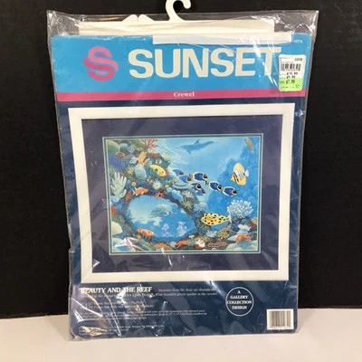 Kit de bordado Sunset Beauty and the Reef Fish Ocean Crewel 11074 punta de aguja Foto 1 de 4