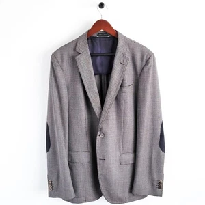 NEW Hugo Boss Blazer Halowon Slim Cross Stitch Italian Wool Gray Blue 40 - Picture 1 of 9