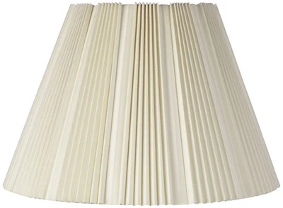 Lamp Shade Eggshell Pleated Large 9.5" Top x 19" Bottom x 13" Height (Spider) - Image 1 of 4