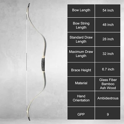 AF Archery 54" Tatar Traditional Bow Recurve Bow Horse Bow for Hunting 20-50lbs - Image 1 of 4