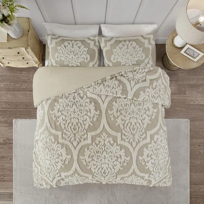 Tufted Chenille 100% Cotton Duvet Modern Luxe All Season Comforter Cover Bed ... - Image 1 of 4