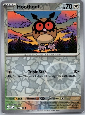 Hoothoot, SV07: Stellar Crown, 114/142, Common, NM - Image 1 of 2