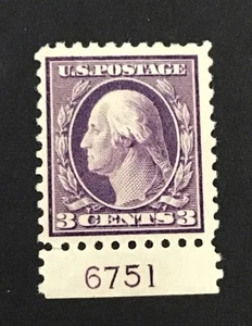 US 1914 XF MLH Sc# 426 *{ PL# SINGLE 3c WASHINGTON }. (W16) - Picture 1 of 2
