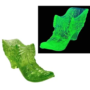 Zapatilla con arco de botón Daisy Boyd Glass 1993-1998 Tangy lima vaselina brilla  - Imagen 1 de 15