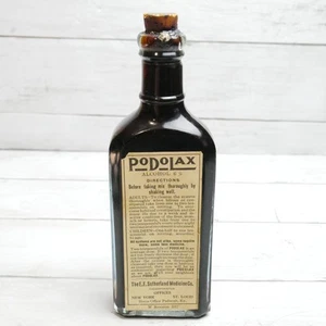 Original Antique Quack Medicine Embossed Bottle Podolax with Cork - Picture 1 of 11